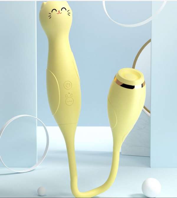 Trứng hai đầu Hình Mèo rung mút vỗ AV máy rung đồ chơi tình dục nữ