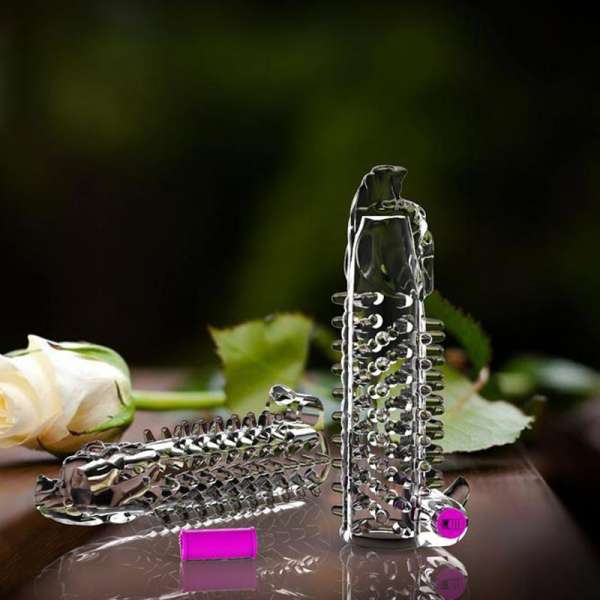 Bao cao su hình đầu rồng rung pha lê lớn có gai, nẹp dương vật sói