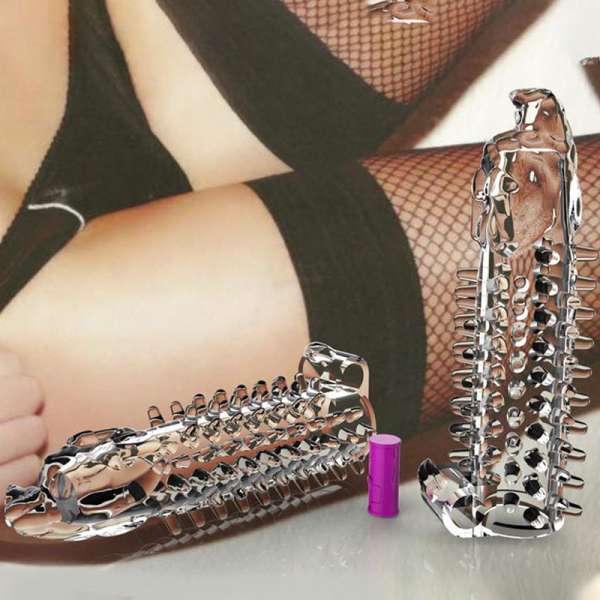 Bao cao su hình đầu rồng rung pha lê lớn có gai, nẹp dương vật sói