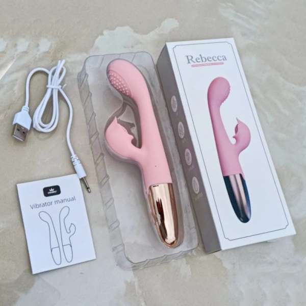 [Mẫu Mới] Gậy GOK rung đôi Rebecca 2 đầu cho nữ giỡi _ Gân Gai An toàn