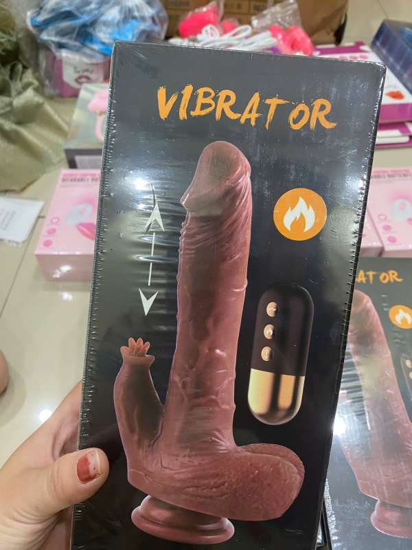 Dương vật điều khiển từ xa không dây sưởi ấm xoay Rung kèm lưỡi liếm